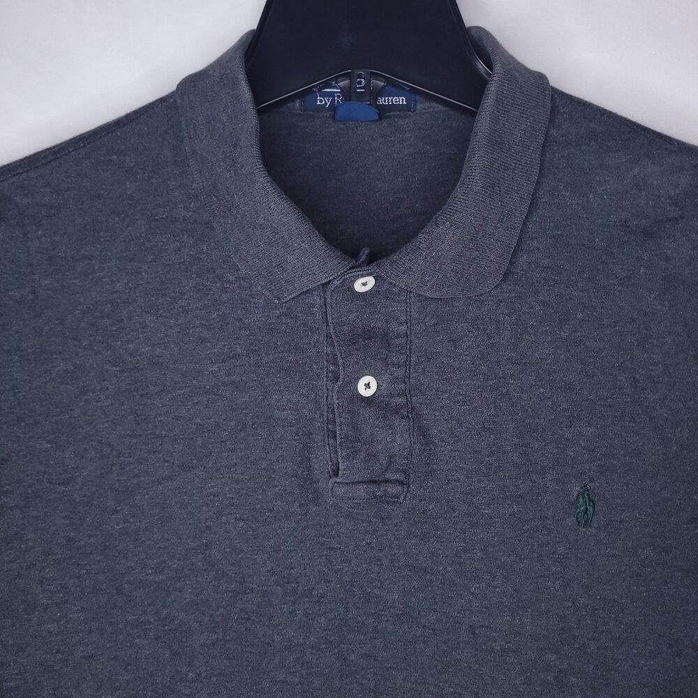 Ralph Lauren Polo Shirt Mens Large Gray Green Pony Short Sleeve Cotton